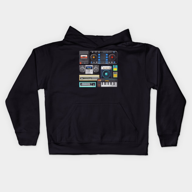 Old School Hip Hop Rap Music Beat Maker DJ Producer Kids Hoodie by anesanlbenitez